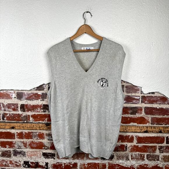 Vintage Pringle of Scotland Sweater 46 Grey Wool V Neck Vest Golf Club Scotland - Picture 1 of 8